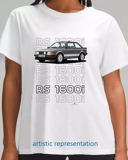Ford Escort Mk3 RS1600i Art T Shirt in Grey (Words)