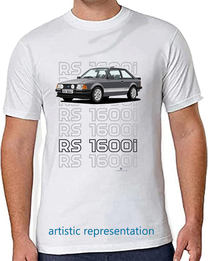 Ford Escort Mk3 RS1600i Art T Shirt in Grey (Words)