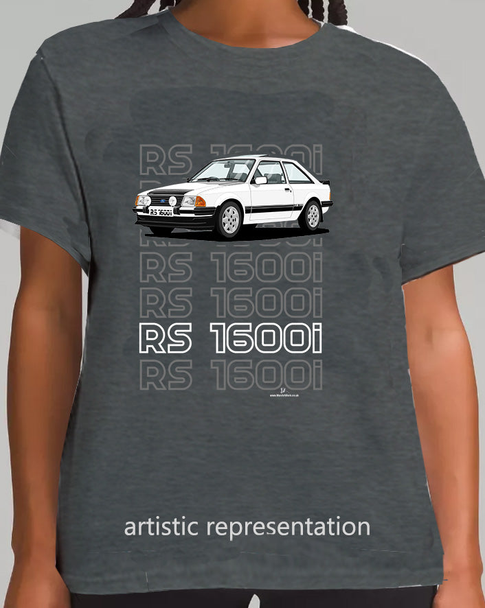 Ford Escort Mk3 RS1600i Art T Shirt in White (Words)