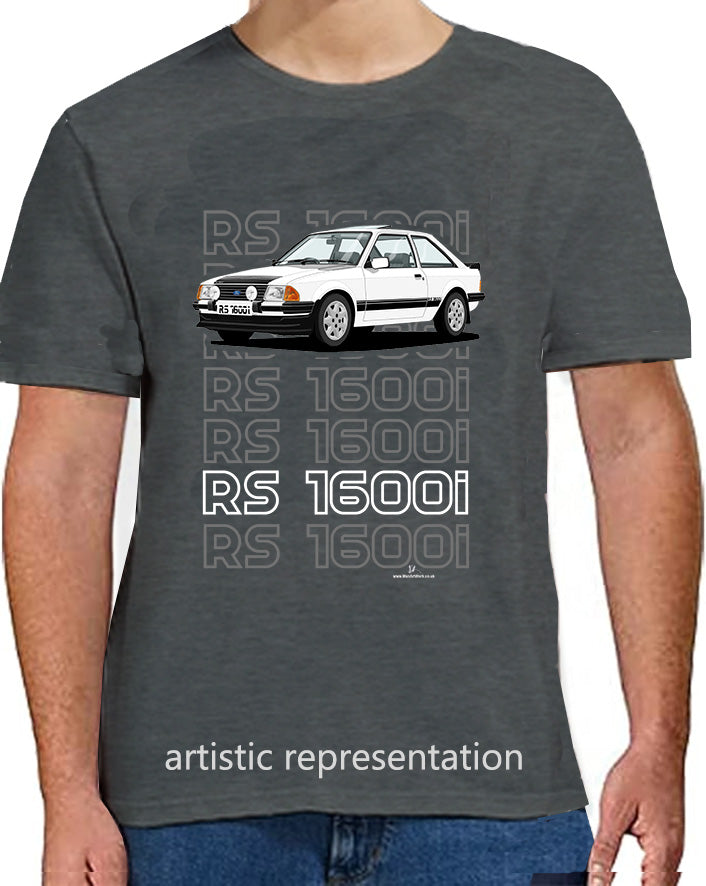 Ford Escort Mk3 RS1600i Art T Shirt in White (Words)