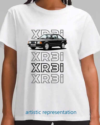 Ford Escort Mk3 XR3i in Black Art T Shirt (Words)