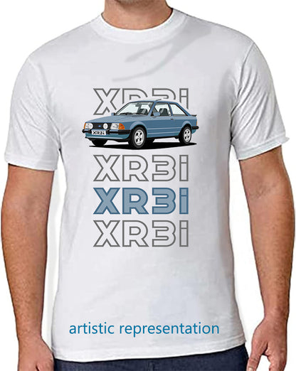 Ford Escort Mk3 XR3i in Blue Art T Shirt (Words)
