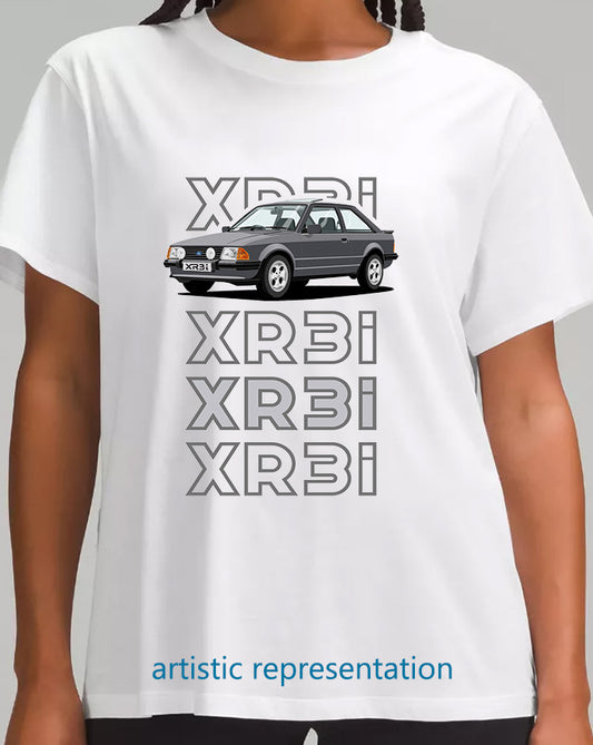 Ford Escort Mk3 XR3i in Grey Art T Shirt (Words)