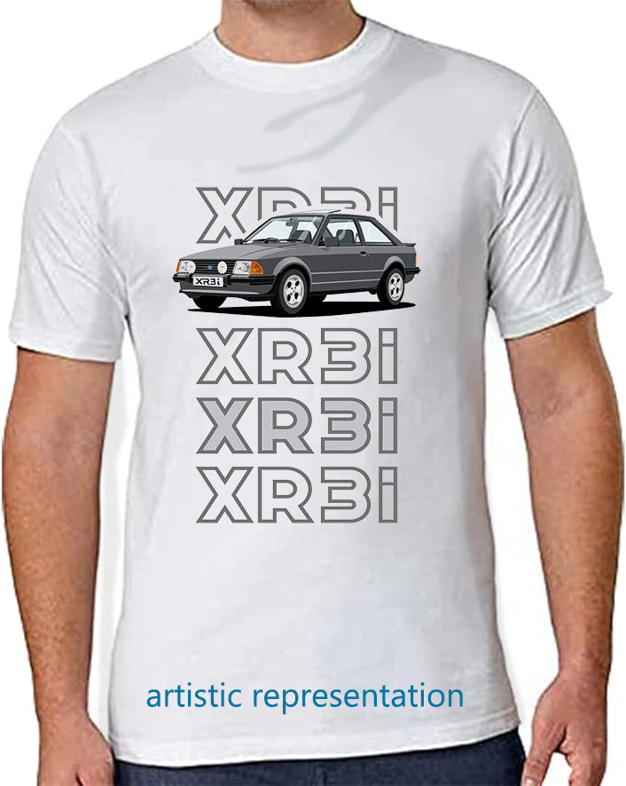 Ford Escort Mk3 XR3i in Grey Art T Shirt (Words)