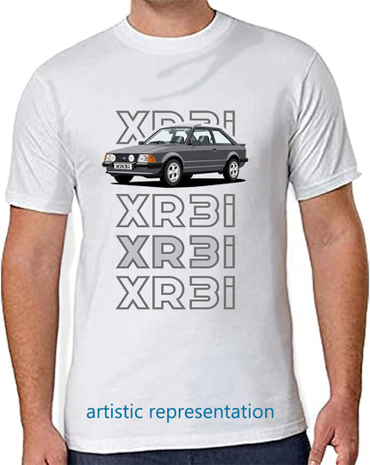 Ford Escort Mk3 XR3i in Grey Art T Shirt (Words)