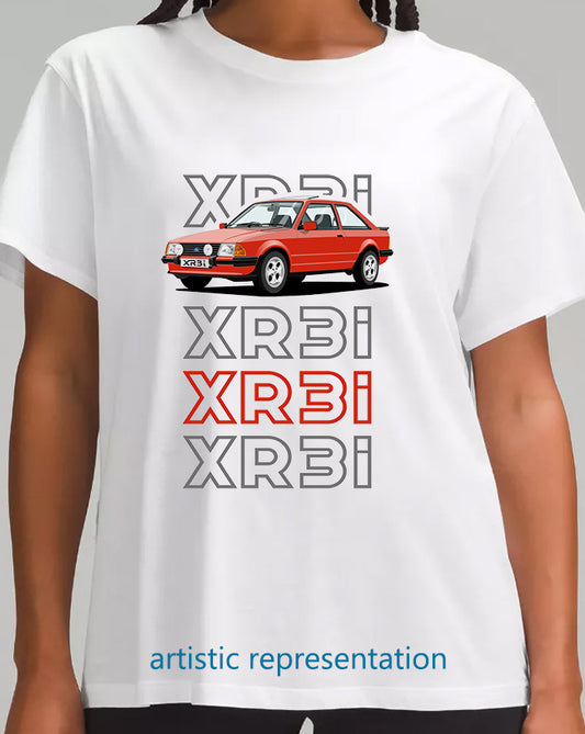 Ford Escort Mk3 XR3i in Red Art T Shirt (Words)