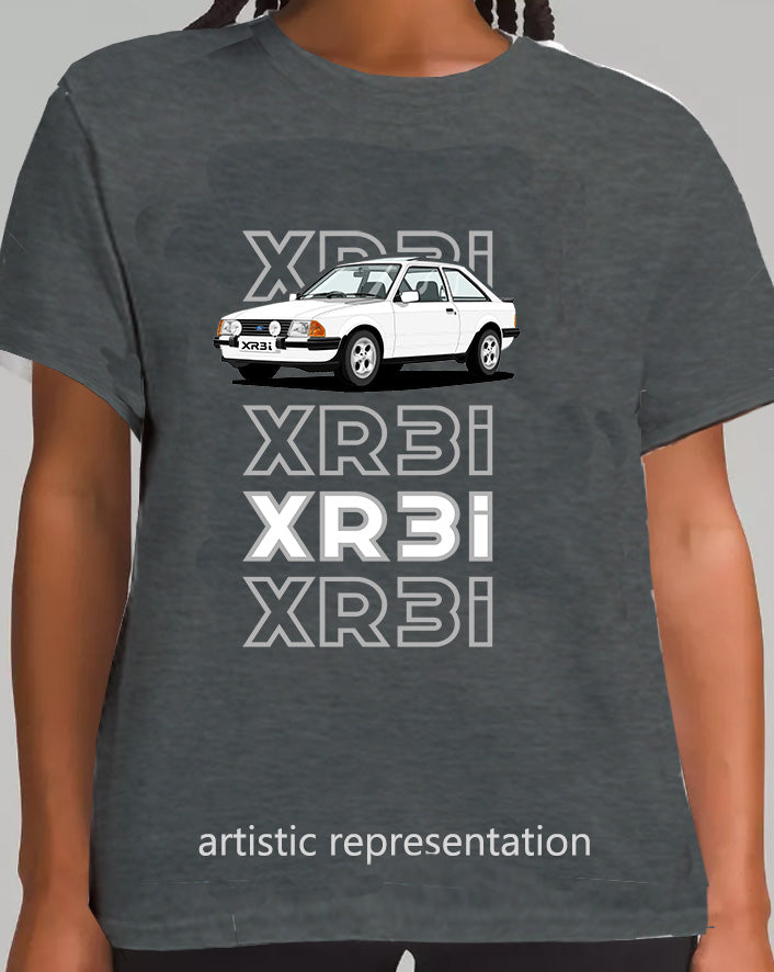 Ford Escort Mk3 XR3i in White Art T Shirt (Words)