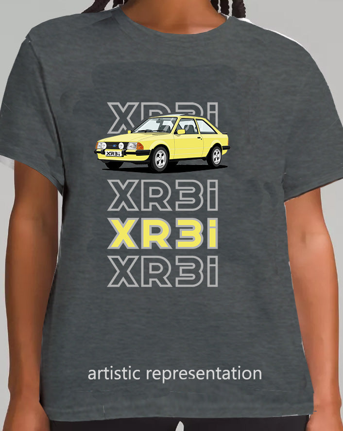 Ford Escort Mk3 XR3i in Yellow Art T Shirt (Words)