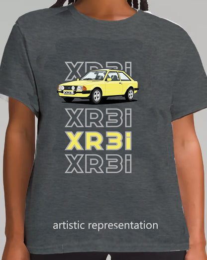 Ford Escort Mk3 XR3i in Yellow Art T Shirt (Words)