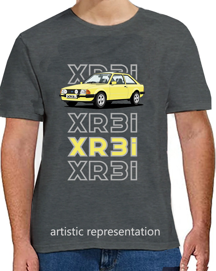 Ford Escort Mk3 XR3i in Yellow Art T Shirt (Words)