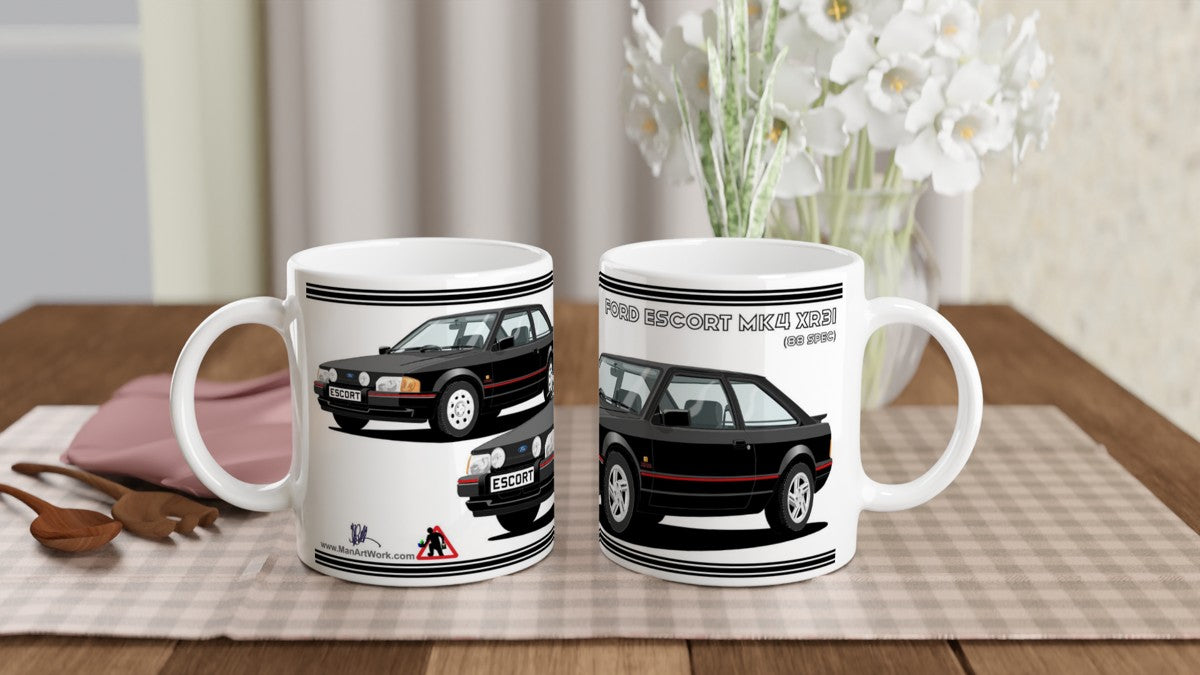Ford Escort Mk4 XR3i 88 Spec in Black Art Mug