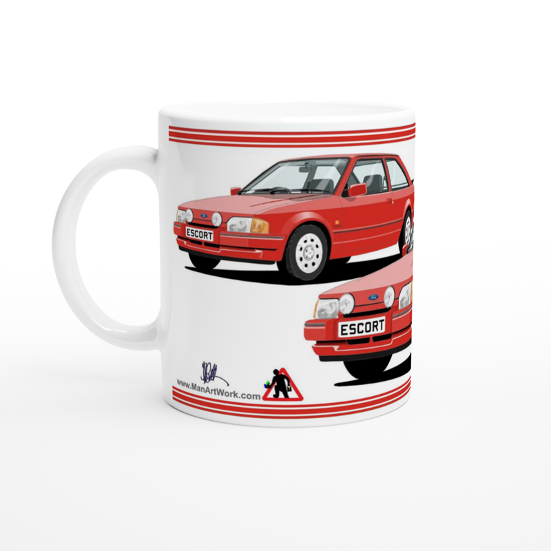 Ford Escort Mk4 XR3i 88 Spec in Red Art Mug