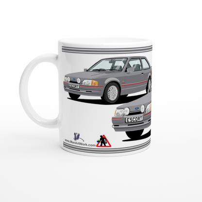 Ford Escort Mk4 XR3i 90s Spec in Gray Art Mug