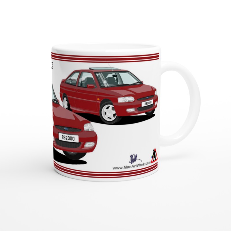 Ford Escort RS2000 Mk6 in Dark Red Art Mug