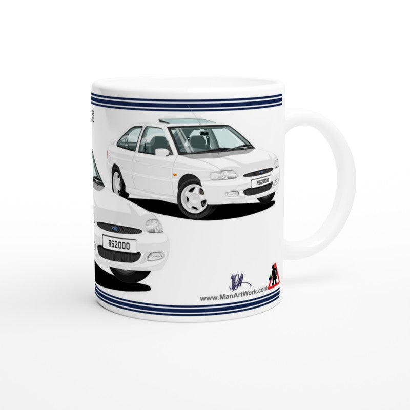 Ford Escort RS2000 Mk6 in White Art Mug