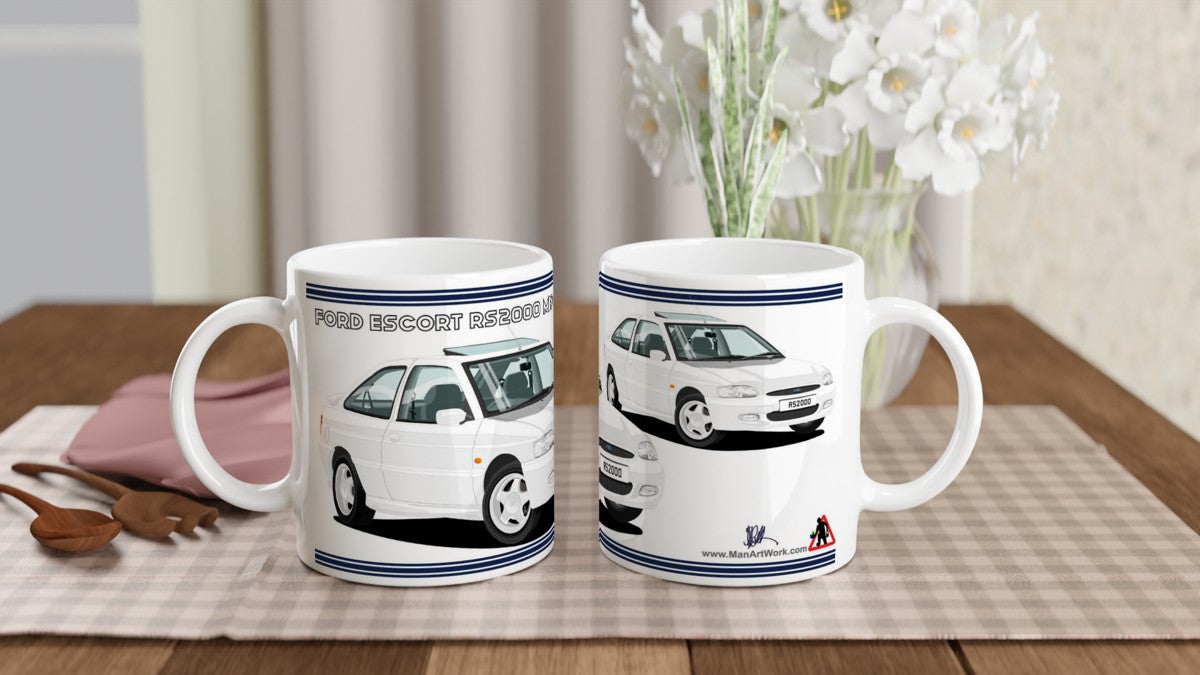 Ford Escort RS2000 Mk6 in White Art Mug