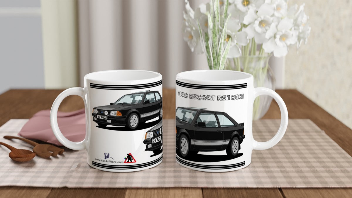 Ford Escort Mk3 RS 1600i in Black Art Mug