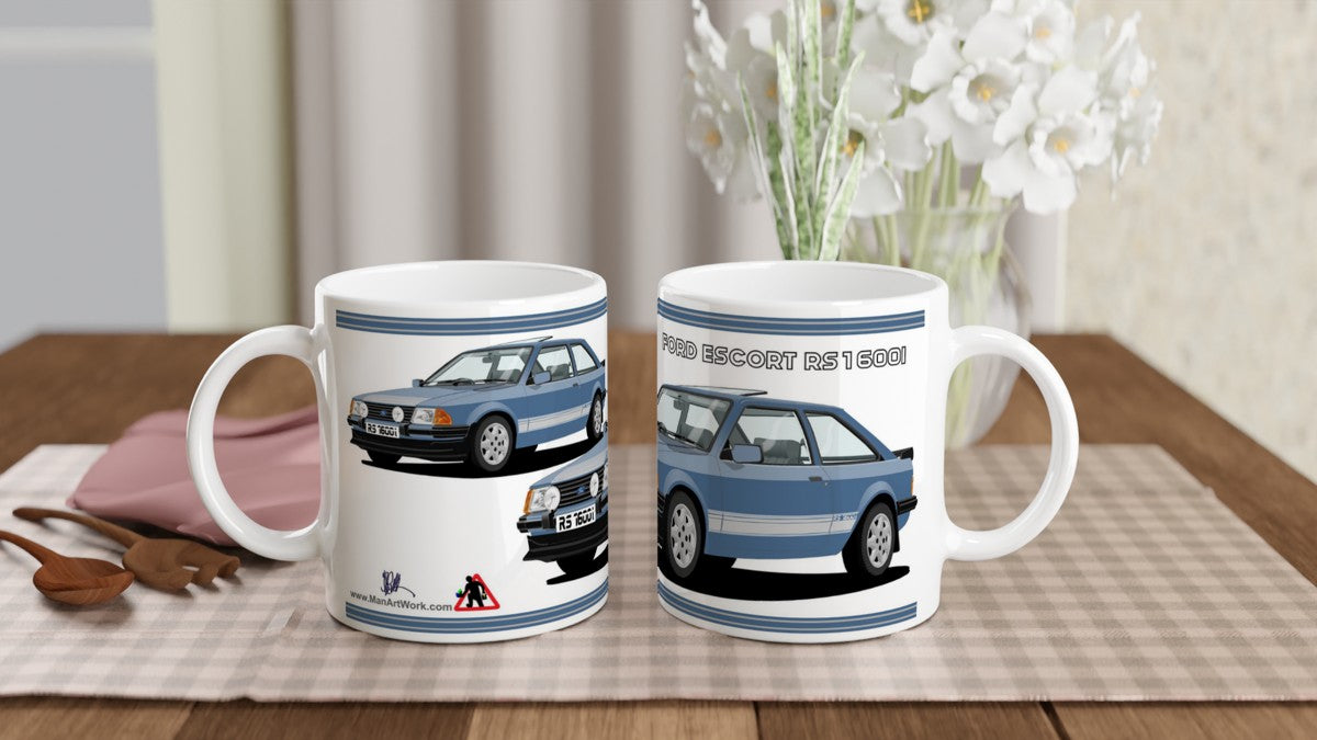 Ford Escort Mk3 RS 1600i in Blue Art Mug