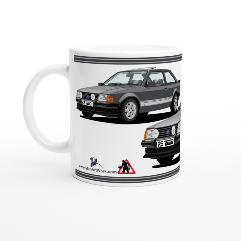 Ford Escort Mk3 RS 1600i in Gray Art Mug