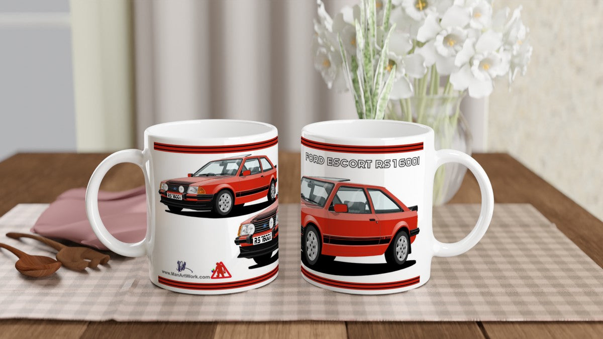 Ford Escort Mk3 RS 1600i in Red Art Mug