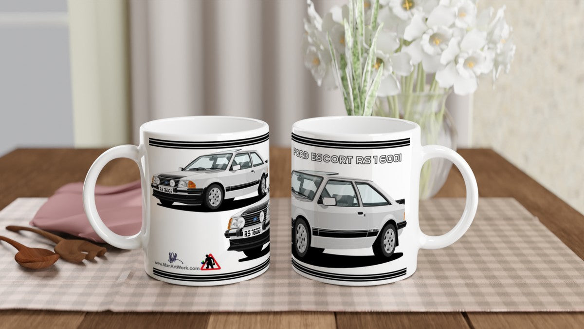 Ford Escort Mk3 RS 1600i in Silver Art Mug