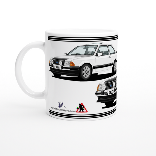 Ford Escort Mk3 RS 1600i in White Art Mug