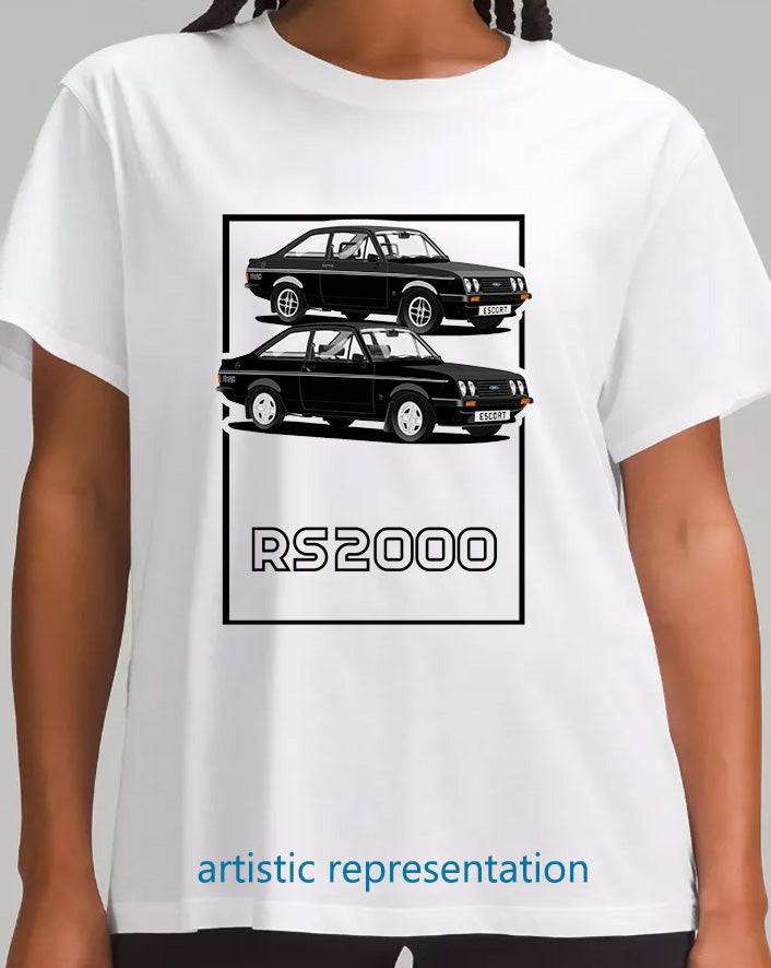 Ford Escort Mk2 RS2000 in Black Art T Shirt (Words)