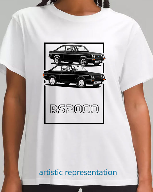 Ford Escort Mk2 RS2000 in Black Art T Shirt (Words)