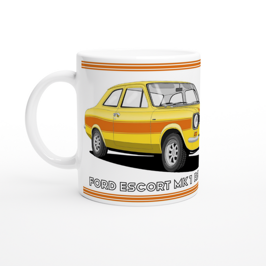 Ford Escort RS2000 Mk1 in Yellow Art Mug