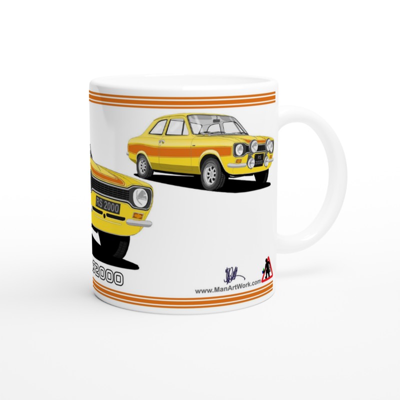 Ford Escort RS2000 Mk1 in Yellow Art Mug