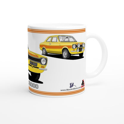 Ford Escort RS2000 Mk1 in Yellow Art Mug