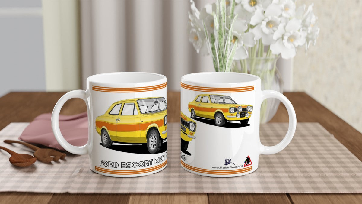 Ford Escort RS2000 Mk1 in Yellow Art Mug