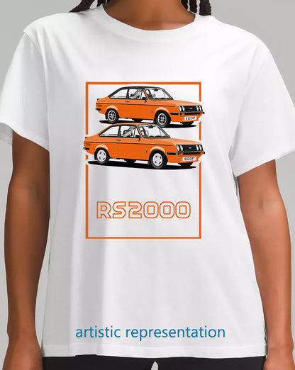 Ford Escort Mk2 RS2000 in Orange Art T Shirt (Words)