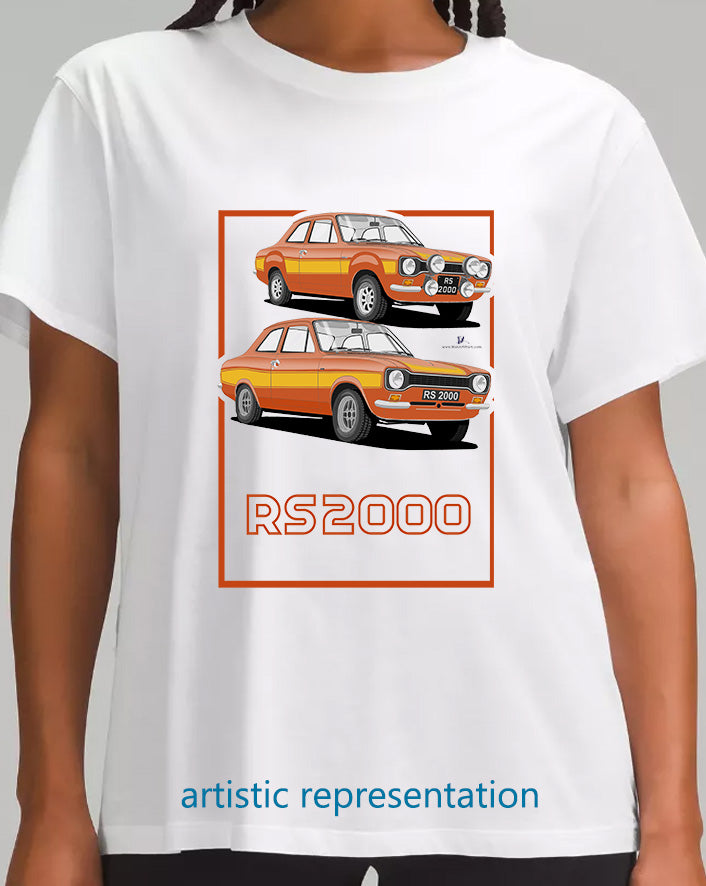 Ford Escort Mk1 RS2000 in Orange T Shirt (Words)