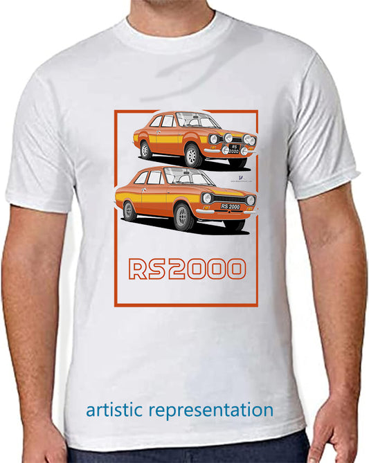Ford Escort Mk1 RS2000 in Orange T Shirt (Words)