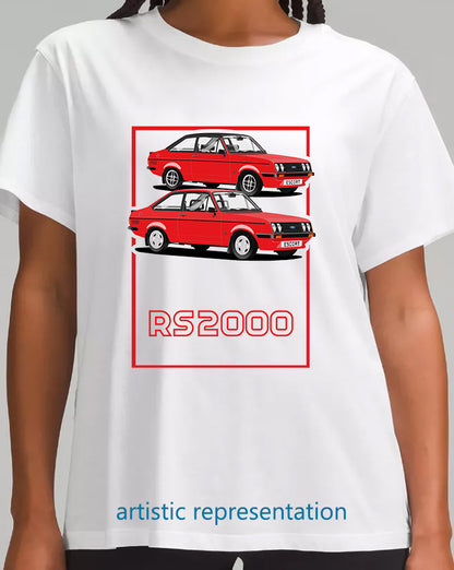 Ford Escort Mk2 RS2000 in Red Art T Shirt (Words)
