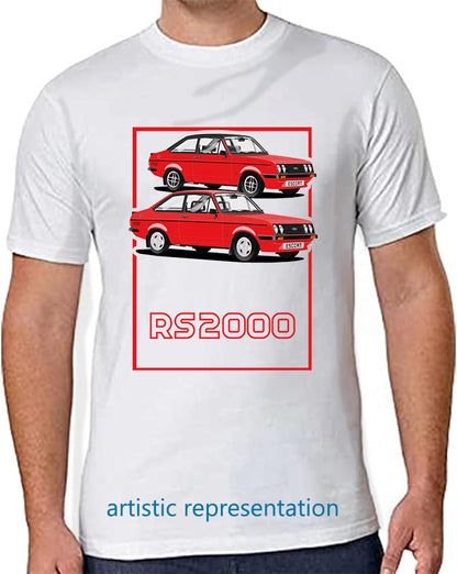 Ford Escort Mk2 RS2000 in Red Art T Shirt (Words)