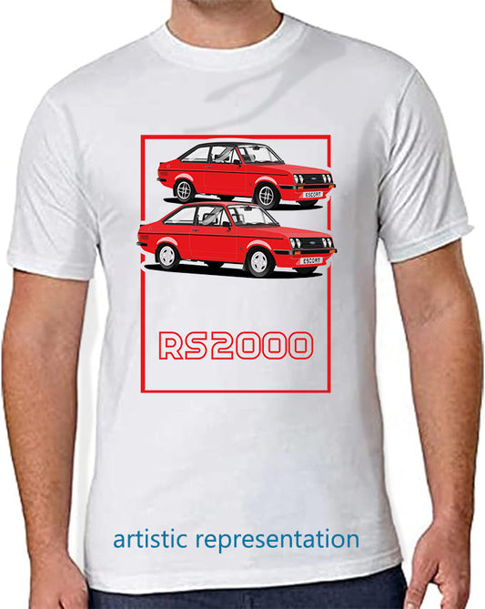 Ford Escort Mk2 RS2000 in Red Art T Shirt (Words)