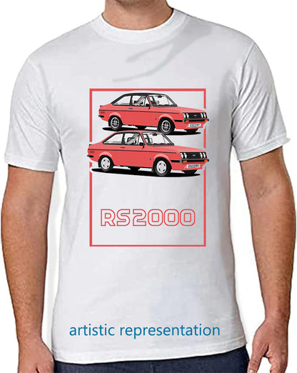 Ford Escort Mk2 RS2000 in Sports Red Art T Shirt (Words)