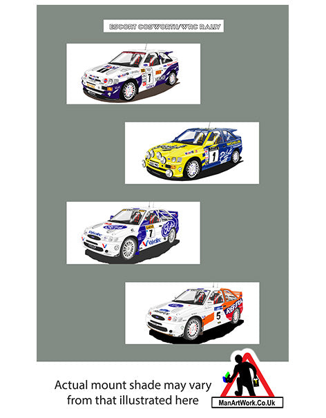 Ford Escort Cosworth WRC Rally cars A4 Art Print