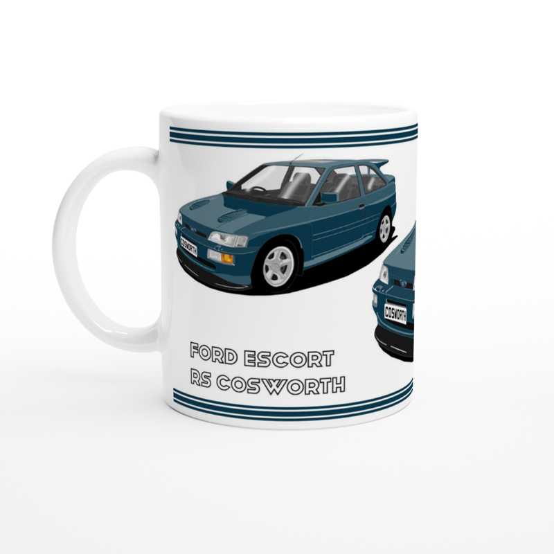 Ford Escort RS Cosworth in Green-Blue Art Mug