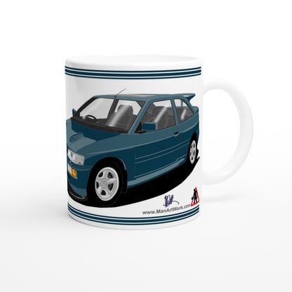 Ford Escort RS Cosworth in Green-Blue Art Mug