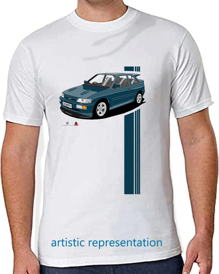 Ford Escort Cosworth in Green-Blue art T Shirt