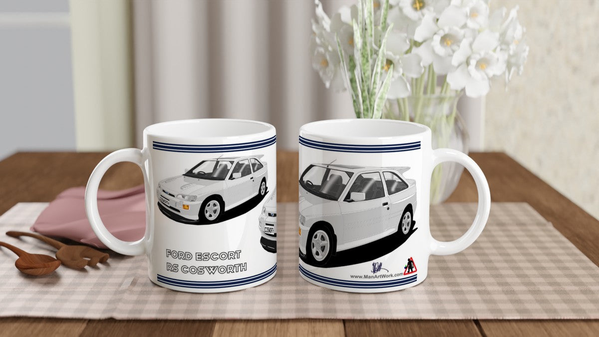 Ford Escort RS Cosworth in Silver Art Mug