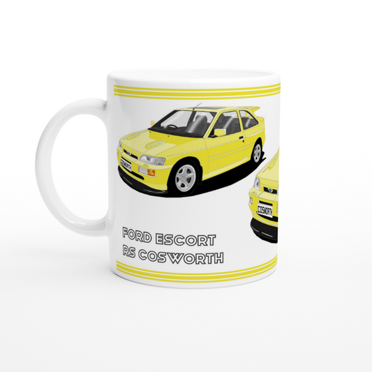 Ford Escort RS Cosworth in Yellow Art Mug