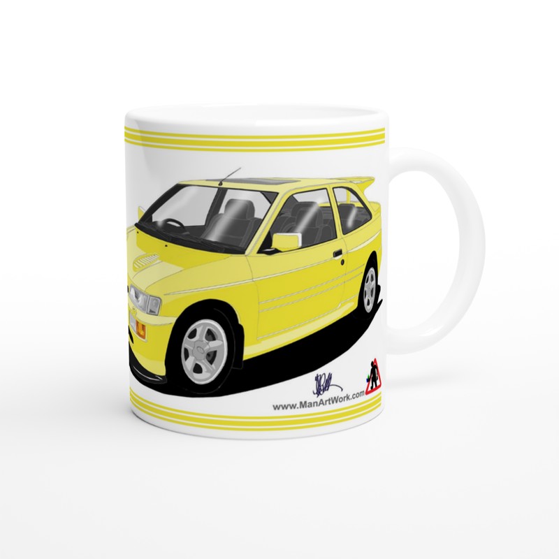 Ford Escort RS Cosworth in Yellow Art Mug