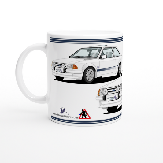 Ford Escort Mk3 RS Turbo in White Art Mug