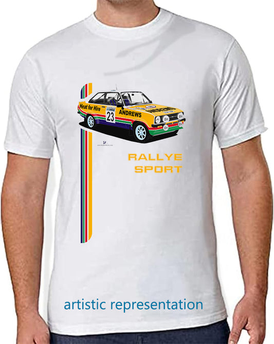 Ford Escort Mk2 RS Rally Andrews Art T Shirt (Words)