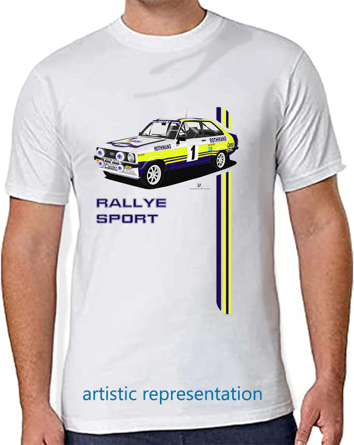 Ford Escort Mk2 RS Rally early Rothmans Art T Shirt (Words)