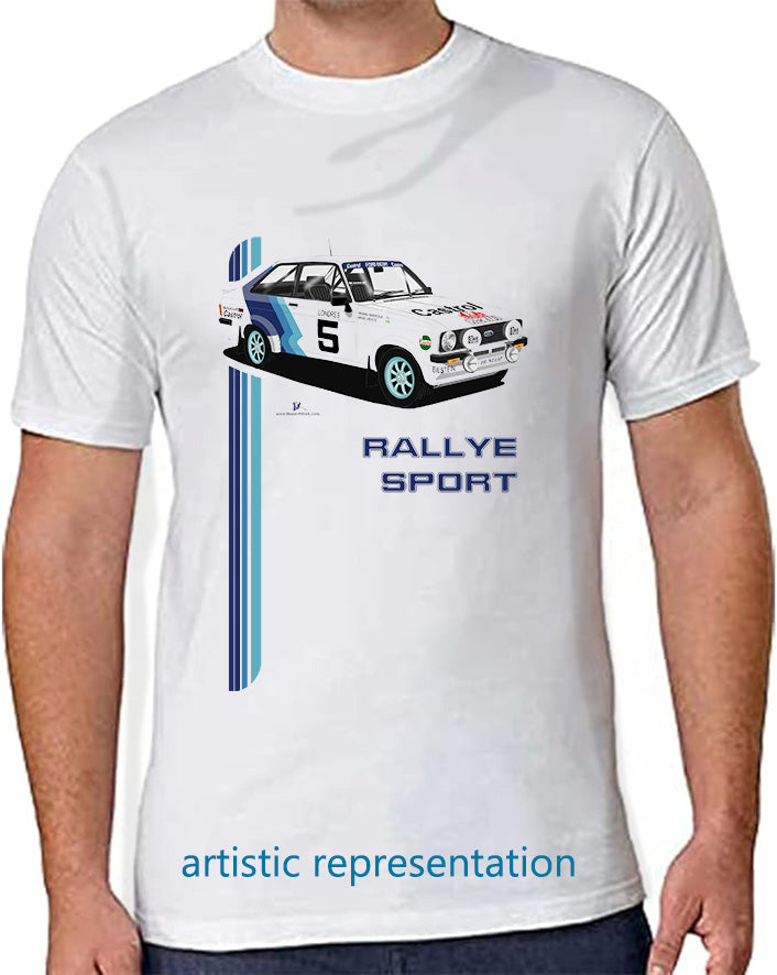 Ford Escort Mk2 RS Rally Monte Carlo Art T Shirt (Words)